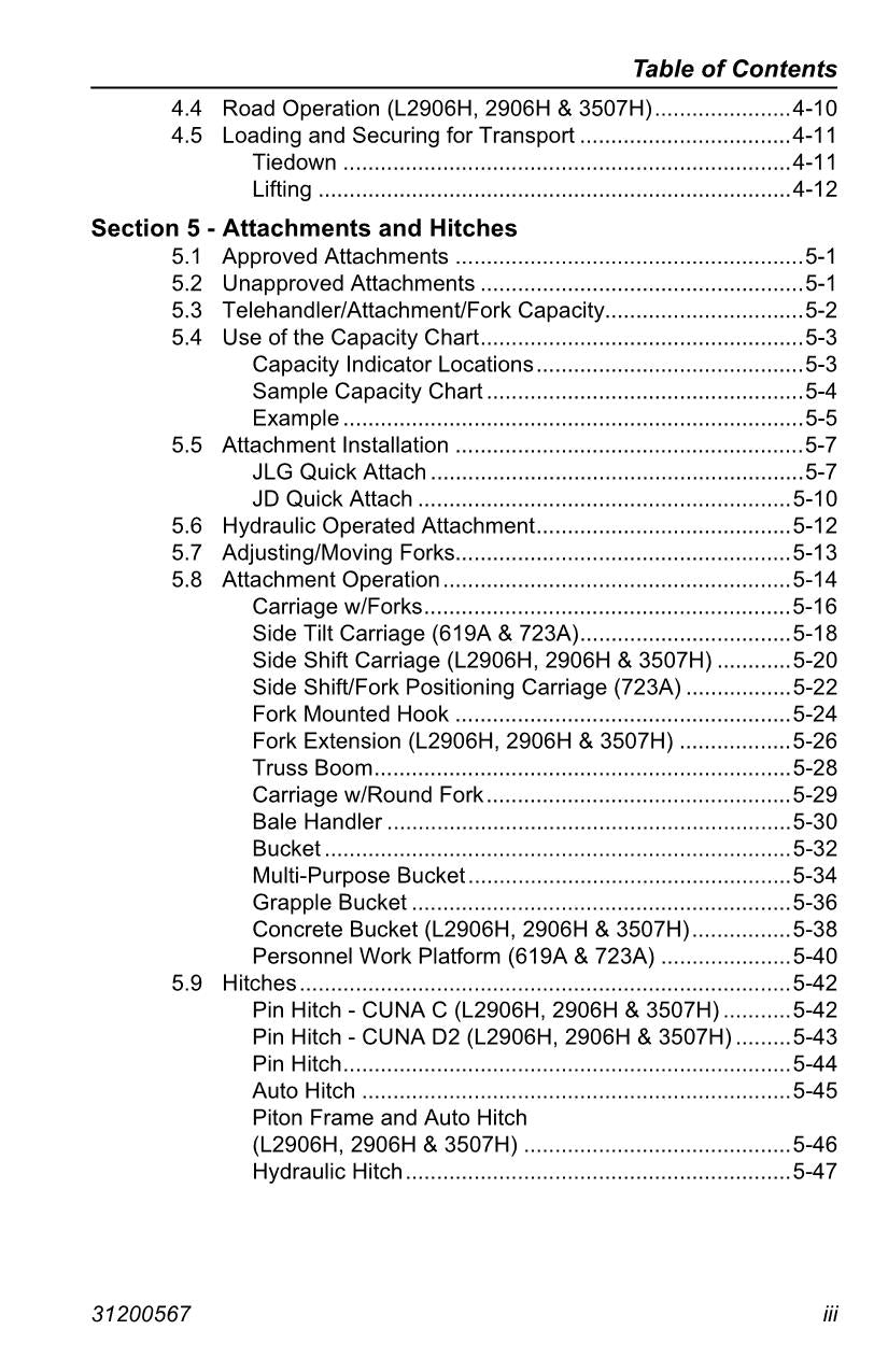 Manual del operador del manipulador telescópico JLG 2906H 3507H 619A 723A L2906H