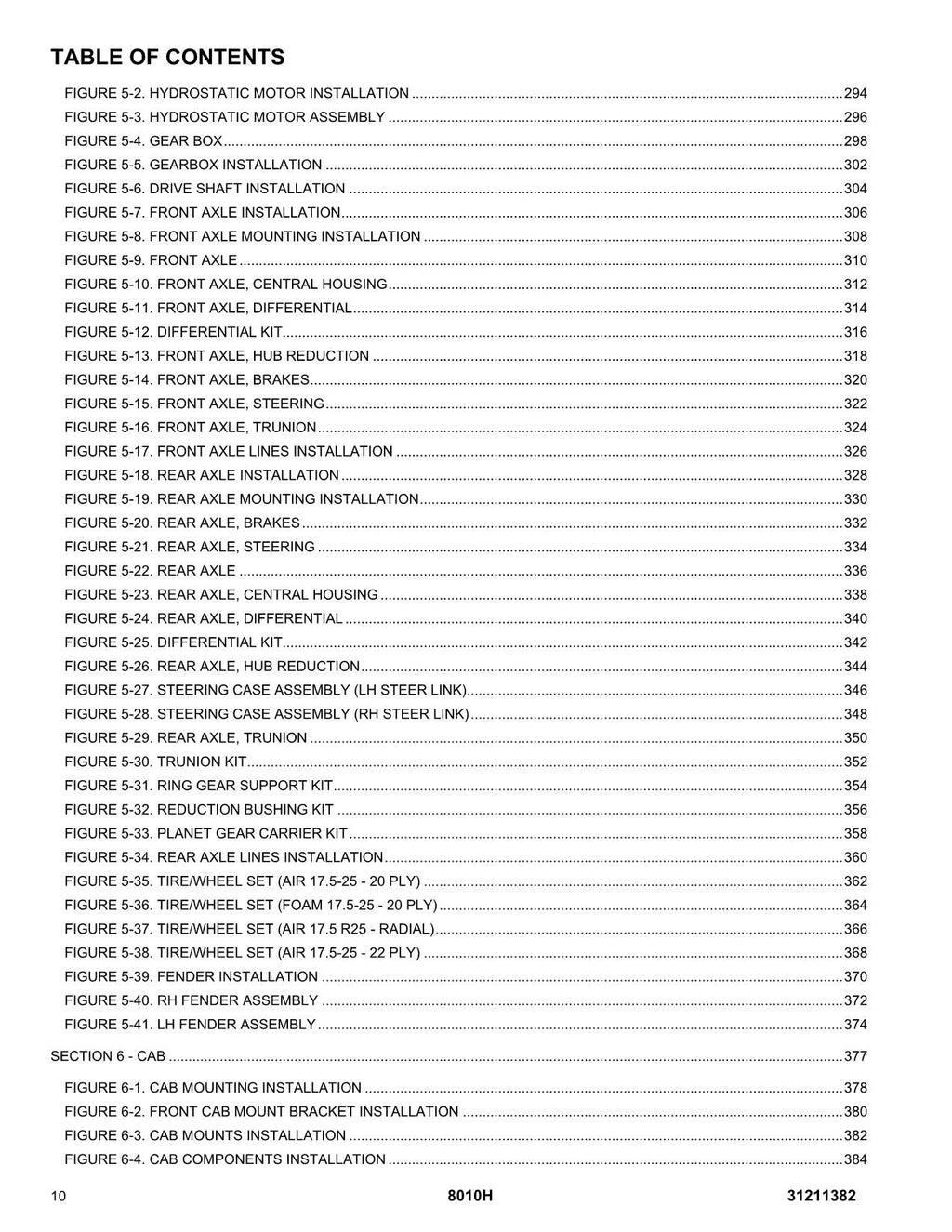 JLG 8010H Telehandler Parts Catalog Manual 31211382