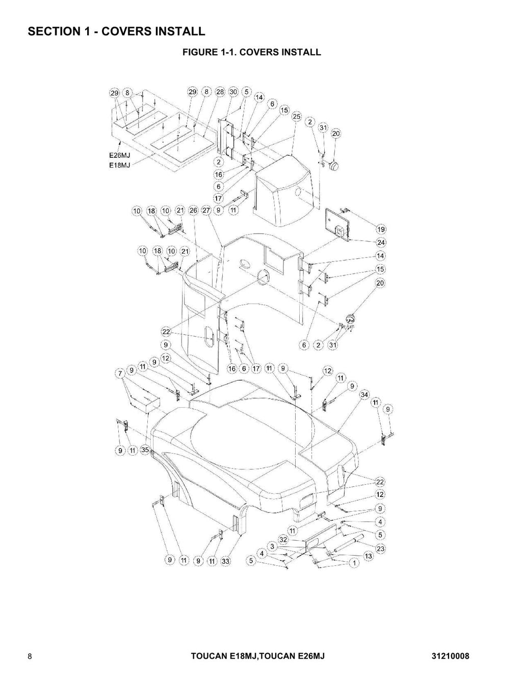 TOUCAN E18MJ E26MJ Vertical Lift Parts Catalog Manual Multi language