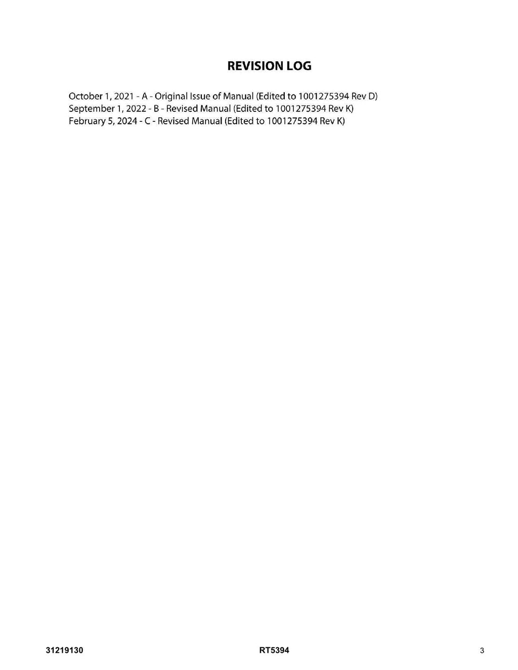 JLG RT5394 Scissor Lift Parts Catalog Manual 31219130