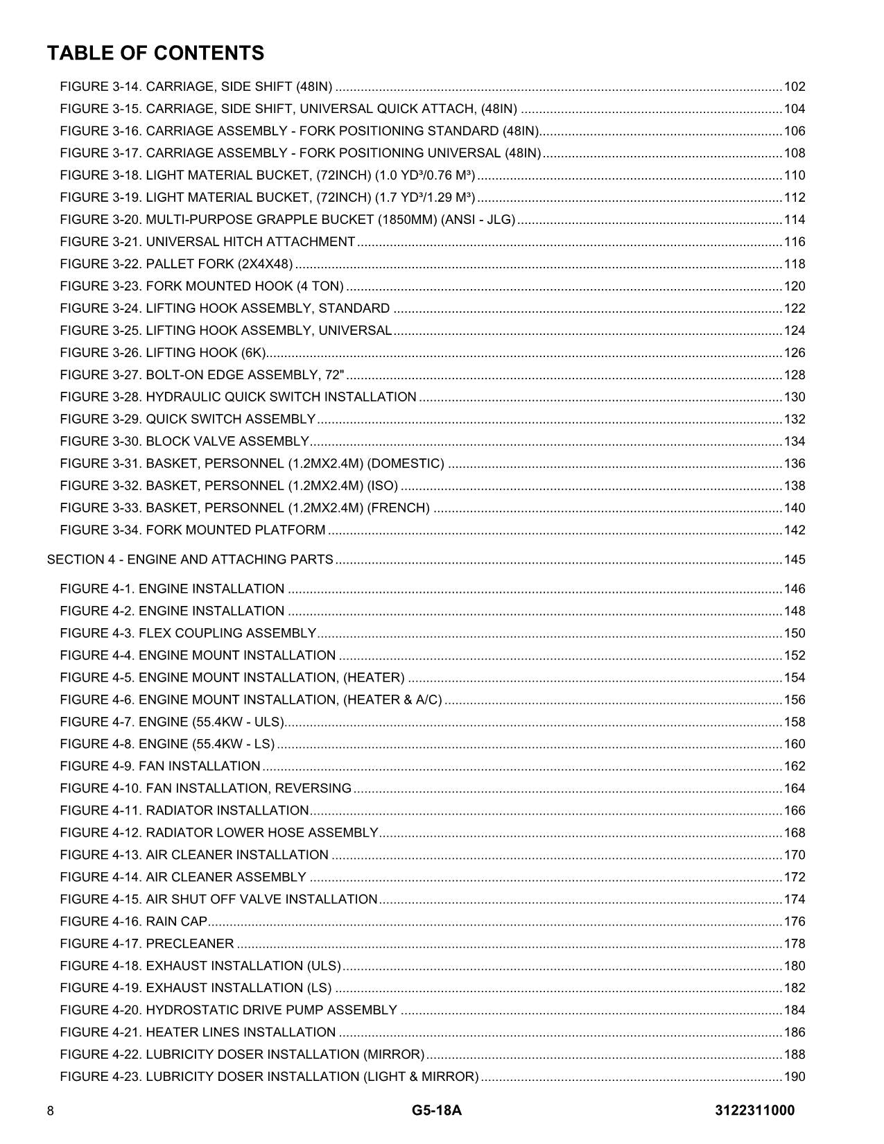 Manual del catálogo de piezas del manipulador telescópico JLG G5-18A