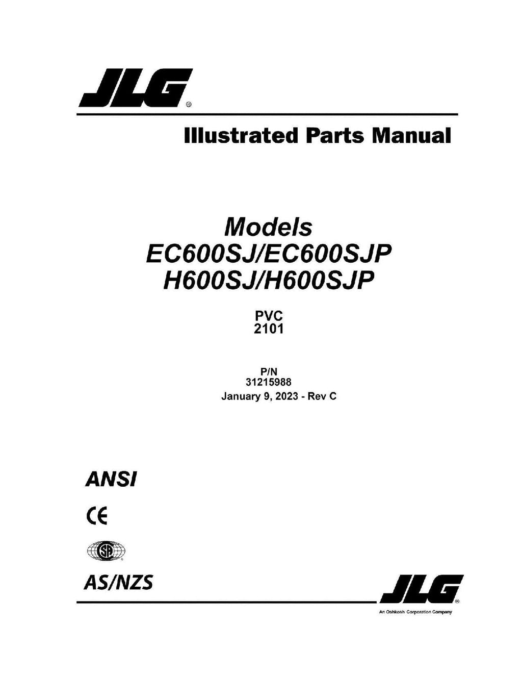 Catálogo de piezas del elevador de pluma JLG EC600SJ EC600SJP H600SJ H600SJP Manual 31215988