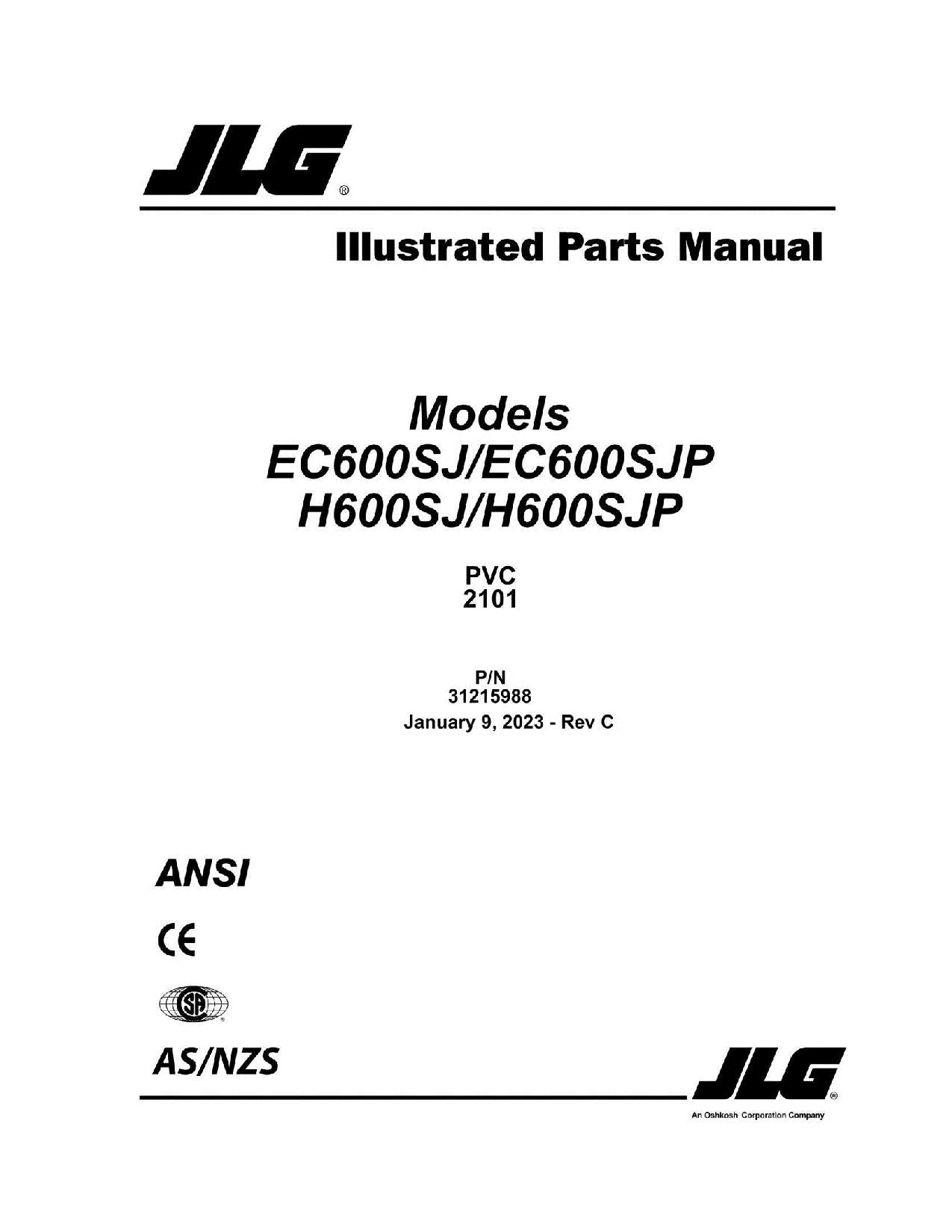 Catálogo de piezas del elevador de pluma JLG EC600SJ EC600SJP H600SJ H600SJP Manual 31215988