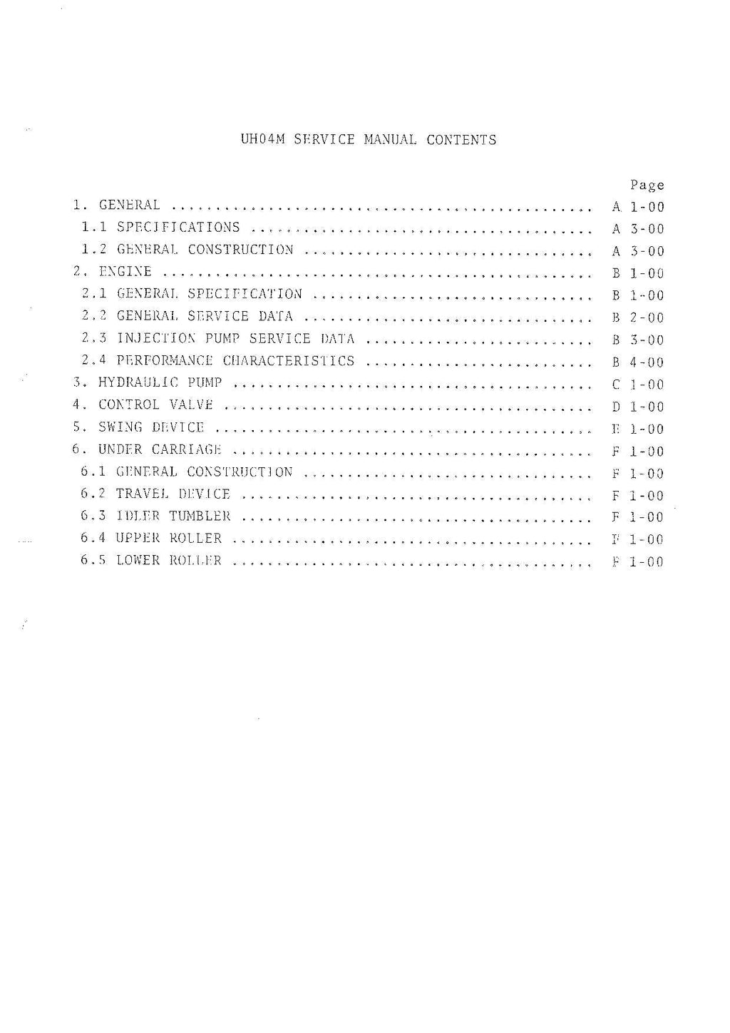 HITACHI UH04M Excavator Service Manual