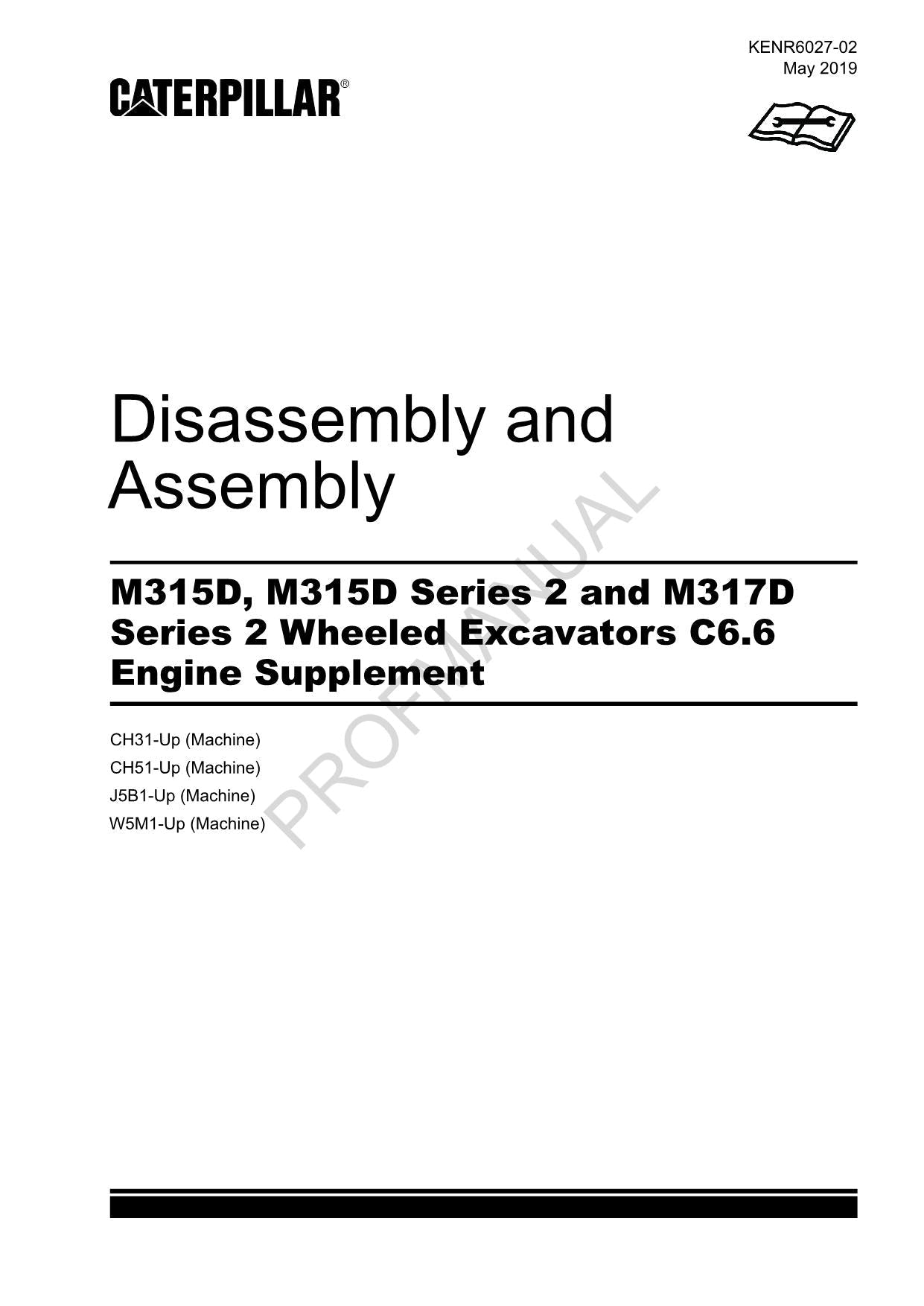 Caterpillar M317D Ser2 Excavator C6.6 Engine Suppl Disassem Assem Service Manual
