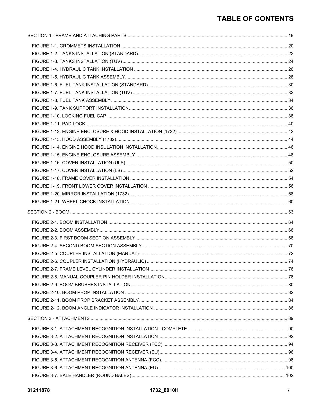 JLG 1732 8010H Telehandler Parts Catalog Manual 31211878