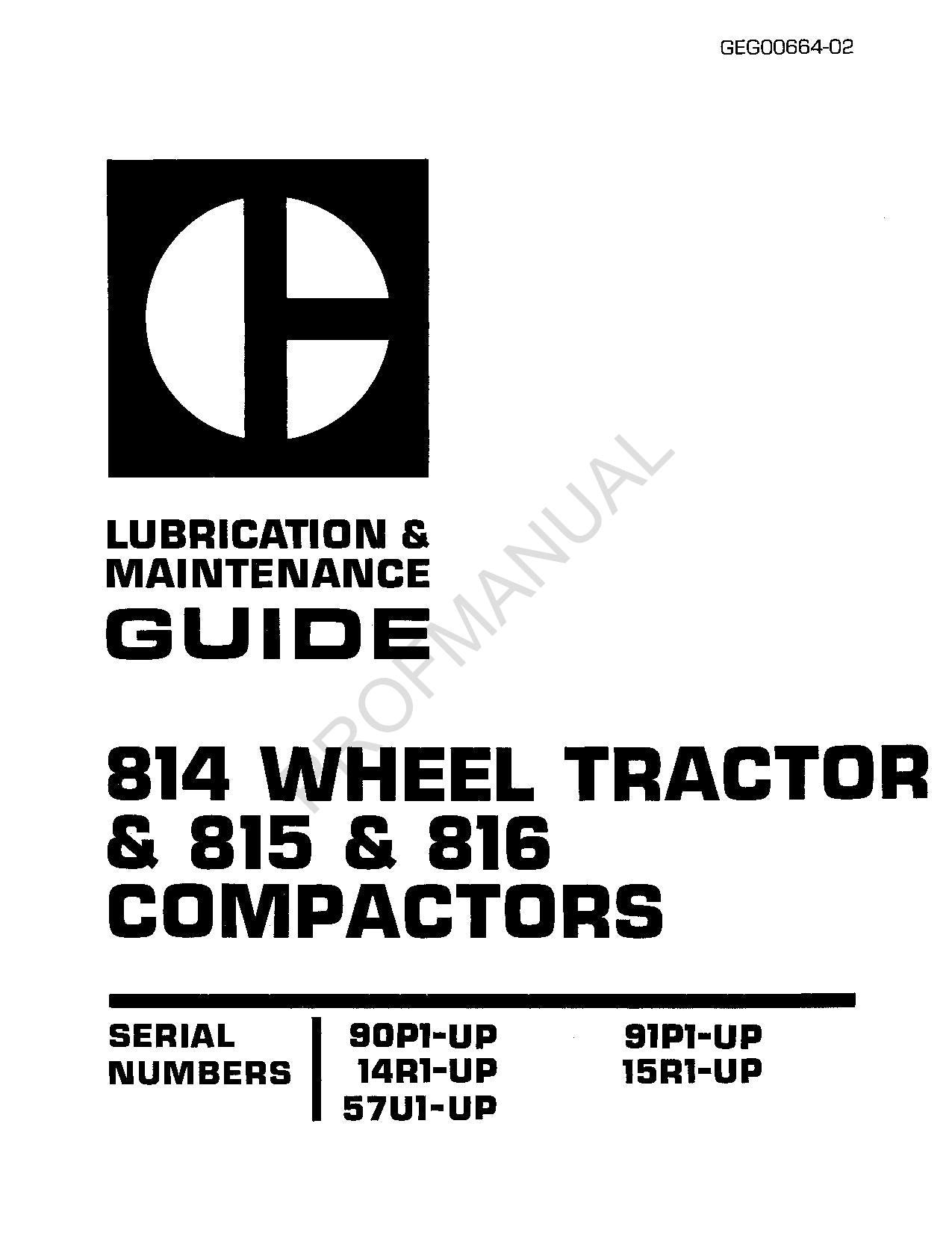 Manual del operador de mantenimiento del tractor de ruedas Caterpillar 814, compactador 815 y 816
