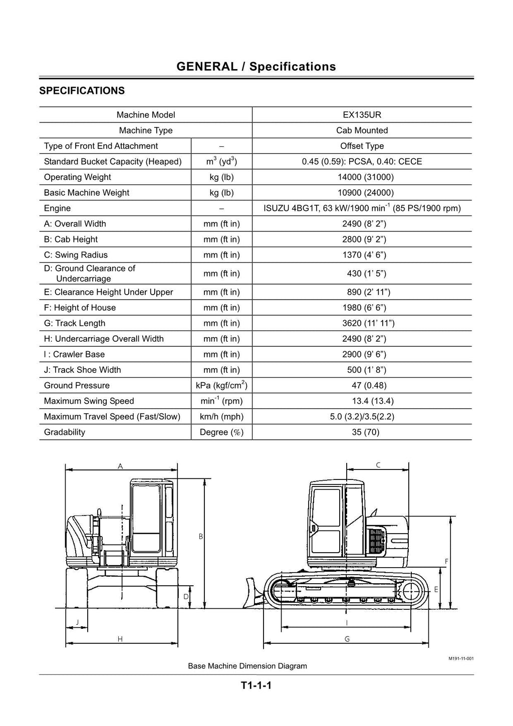 HITACHI EX135UR Excavator Operational Principle Technical Manual