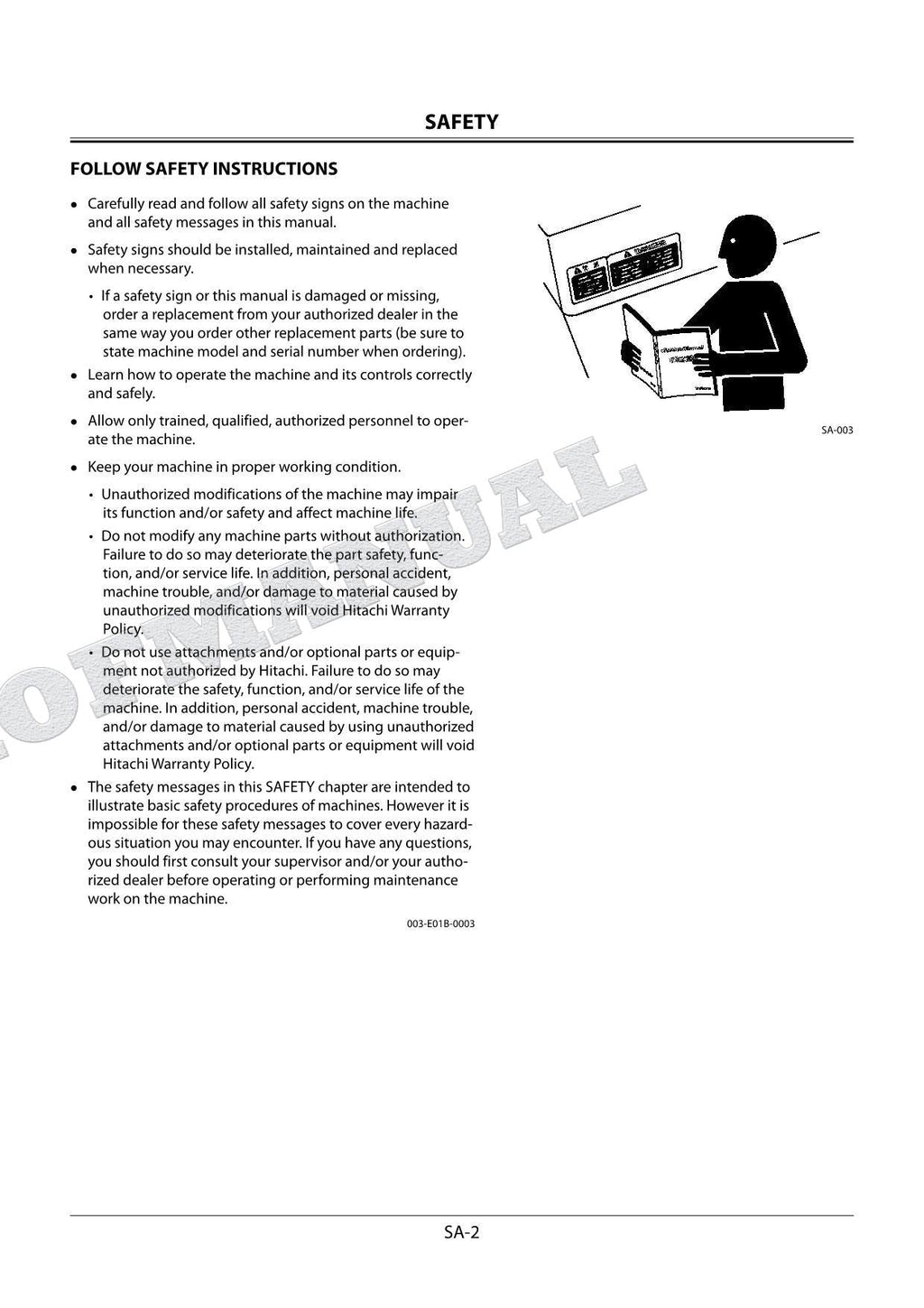 HITACHI ZX210W-3 ZX220W-3 Excavator Repair Service Workshop Manual