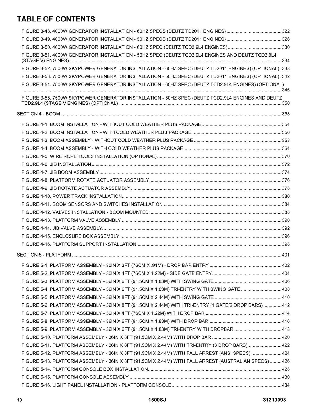 JLG 1500SJ Boom Lift  Parts Catalog Manual