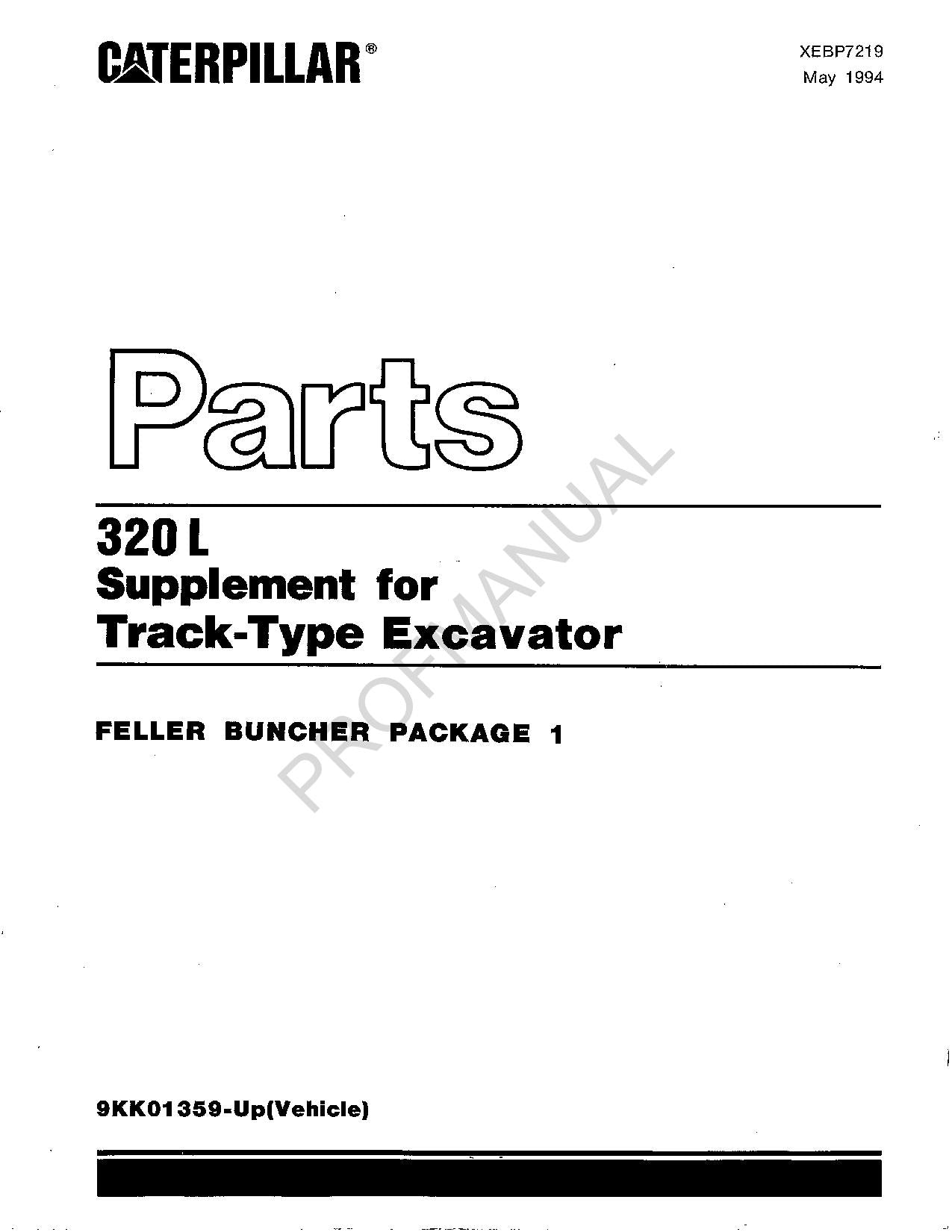Caterpillar 320 L Supplement Track Type Excavator Parts Catalog Manual XEBP7219