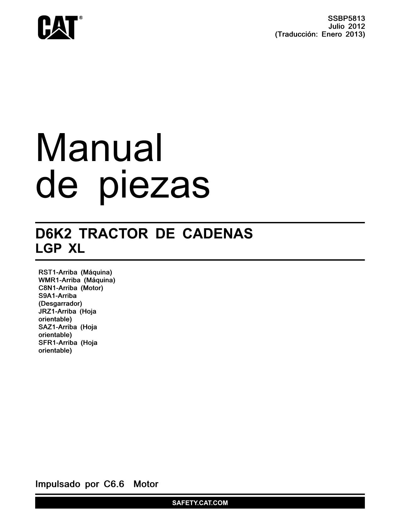 Caterpillar D6K2 Tractor de Cadenas Manual de piezas SSBP5813 Español