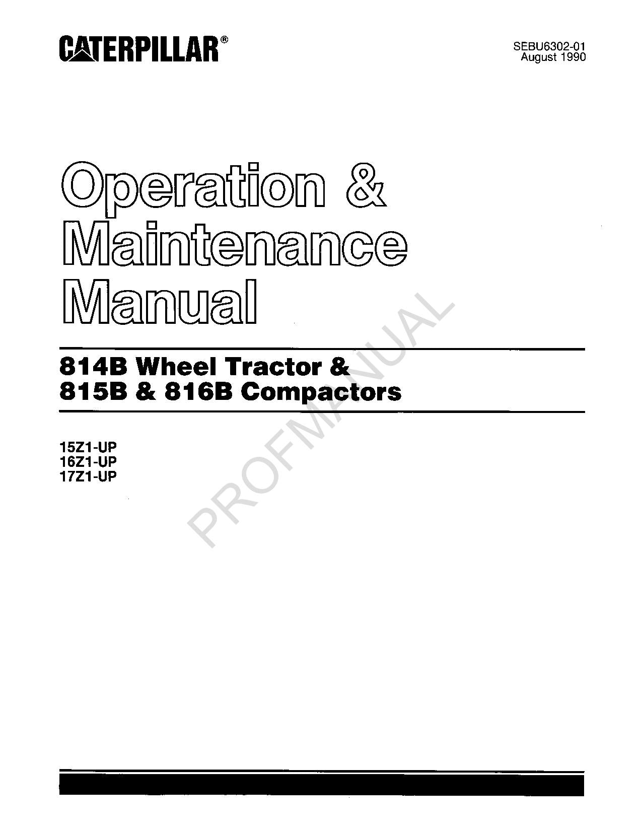 Manual de mantenimiento del operador del tractor de ruedas Caterpillar 814B, compactadores 815B y 816B