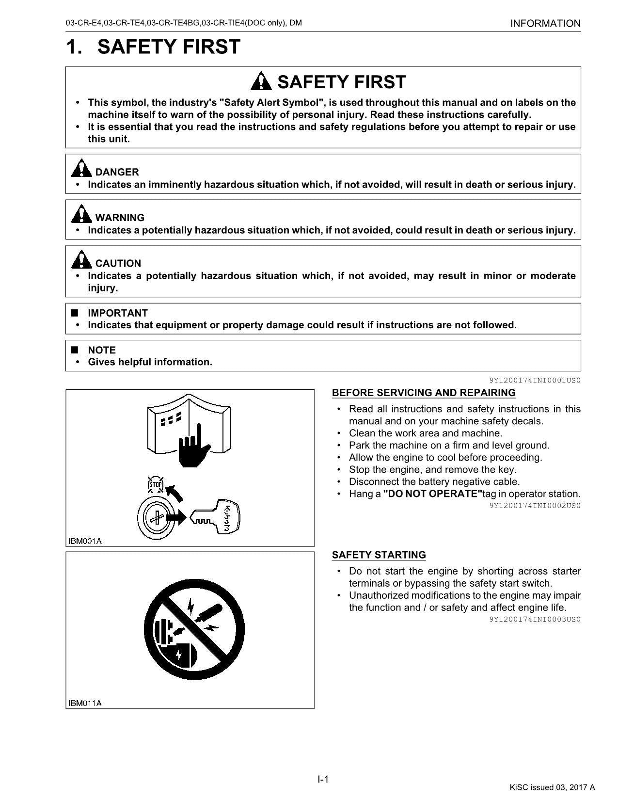 Hitachi D1803 Series V2403 Series Wheel Loader Engine Manual Technical Manual