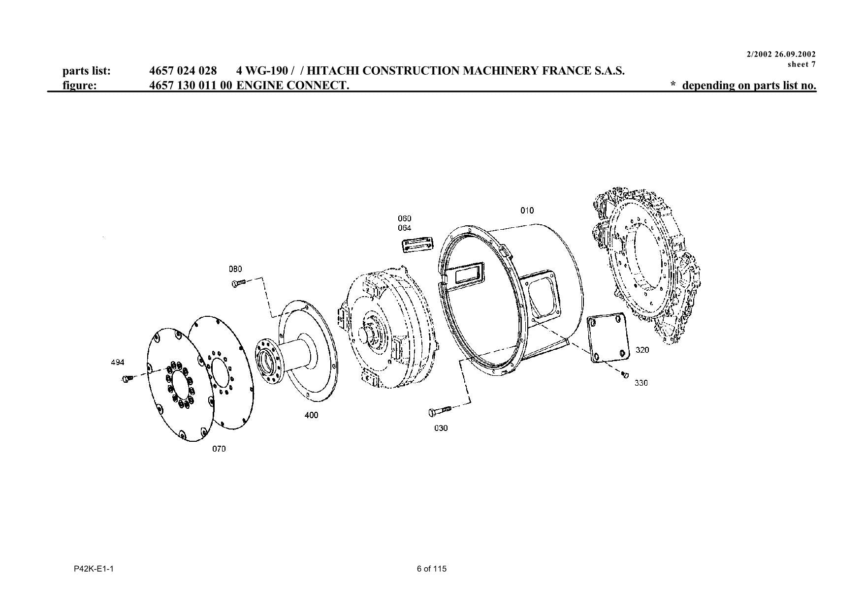 Hitachi LX210E LX210E-2 Wheel Loader Parts Catalog Manual