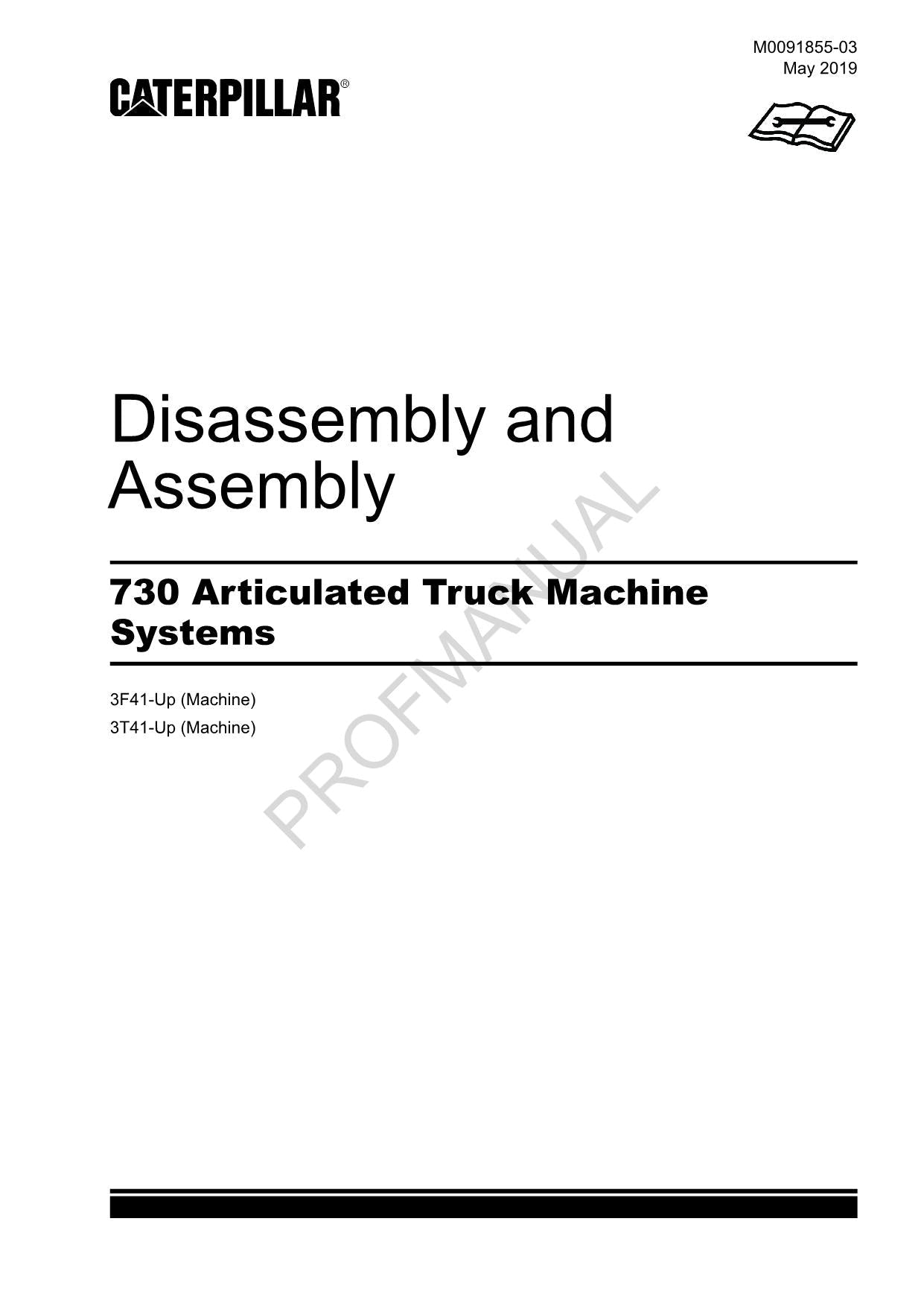 Manual de servicio de desmontaje y montaje del camión articulado Caterpillar 730
