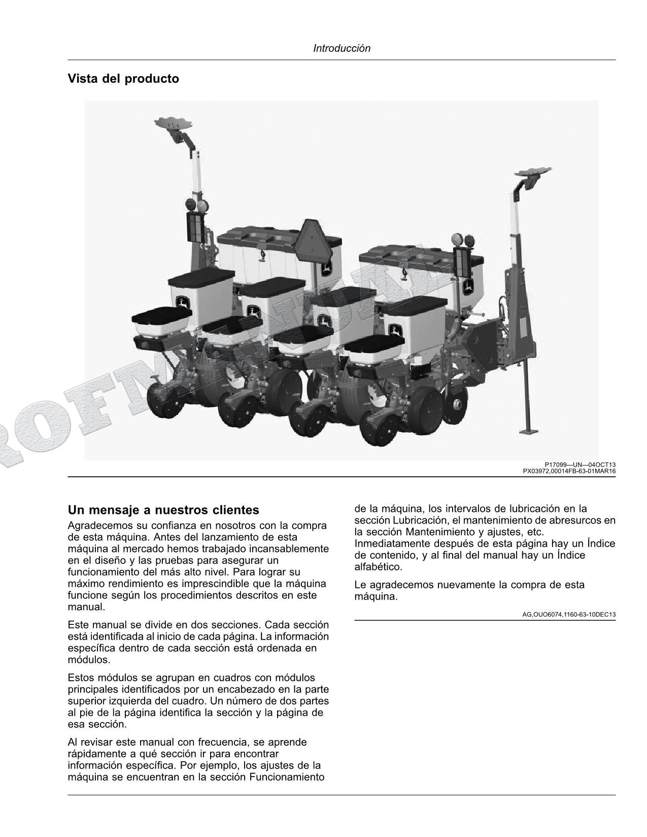 John Deere 1035 jardinera Manual del Operador Español
