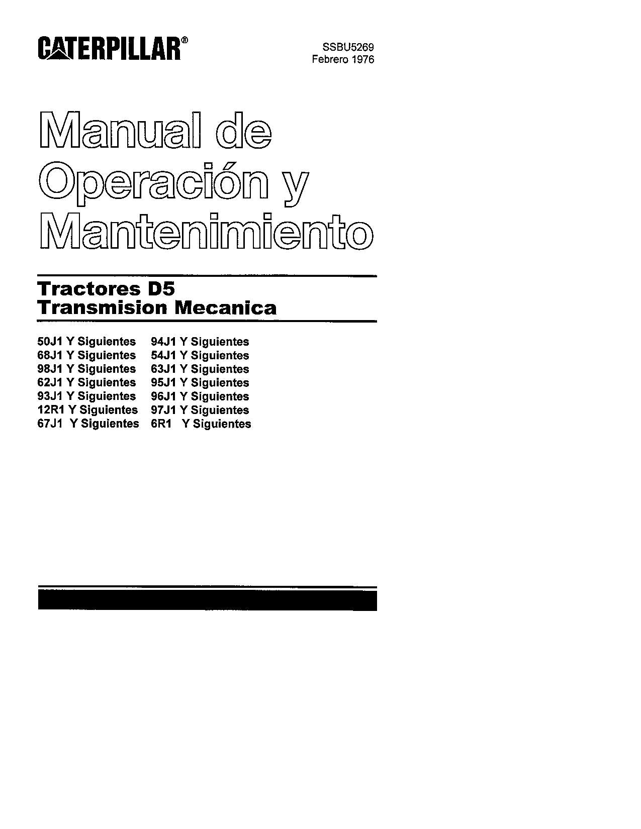 Caterpillar D5 Tractor de Cadenas Manual de Operación y Mantenimiento SSBU5269