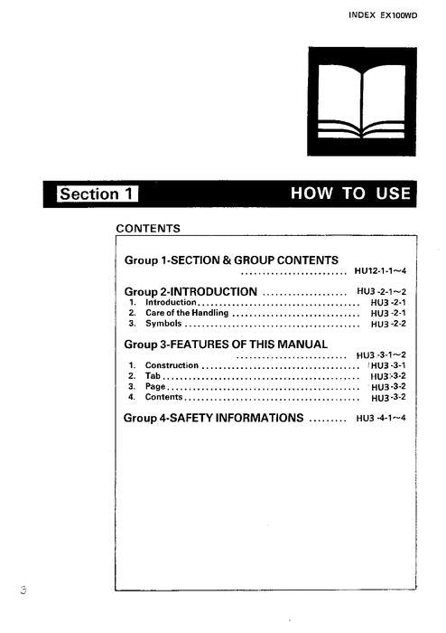 HITACHI EX100W EX100WD EXCAVATOR SERVICE MANUAL