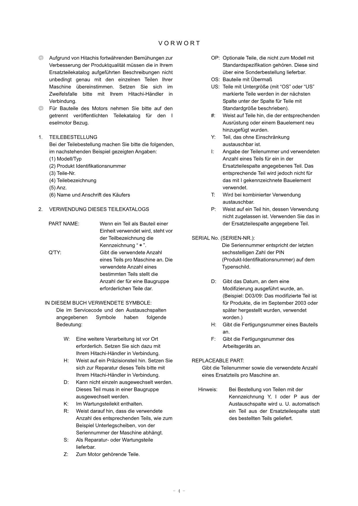 Hitachi ZW310 ZW310-A Wheel Loader Parts Catalog Manual SN 000101-up