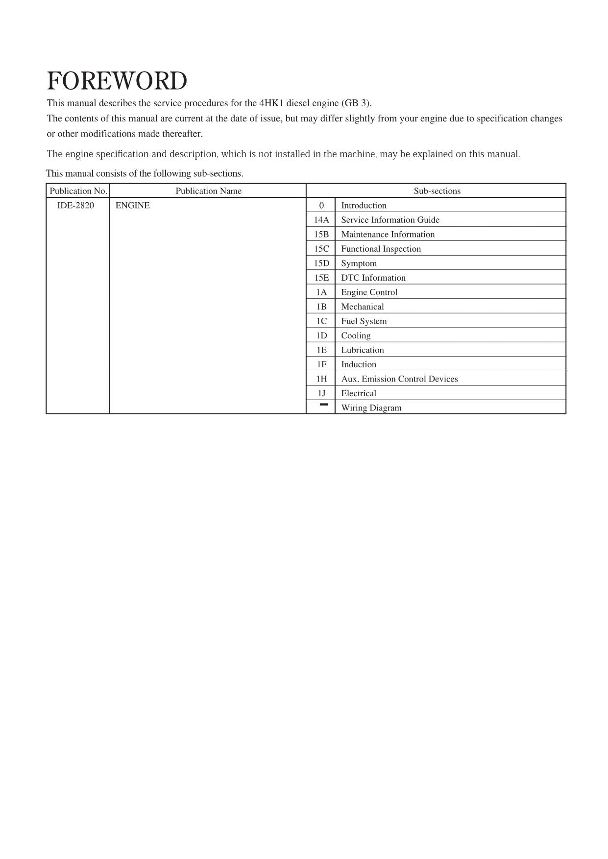 Hitachi 4HK1 GB3 STNDRD Operat Troubleshoot Workshop Engine Service manual EWDCY