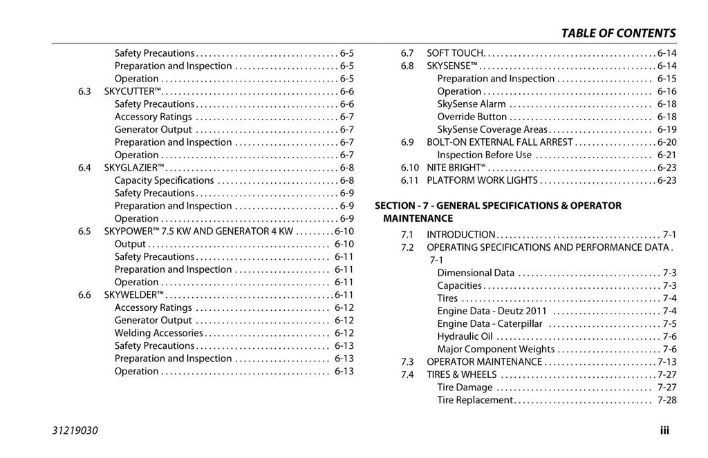 JLG 1250AJP Boom Lift Maintenance Operation Operators Manual 31219030