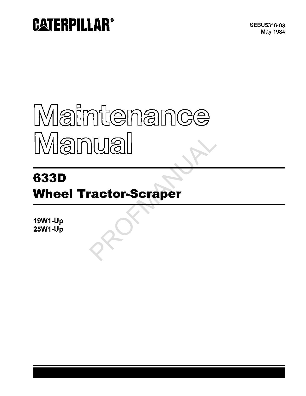 Manual de mantenimiento del operador de mototraílla Caterpillar 633D