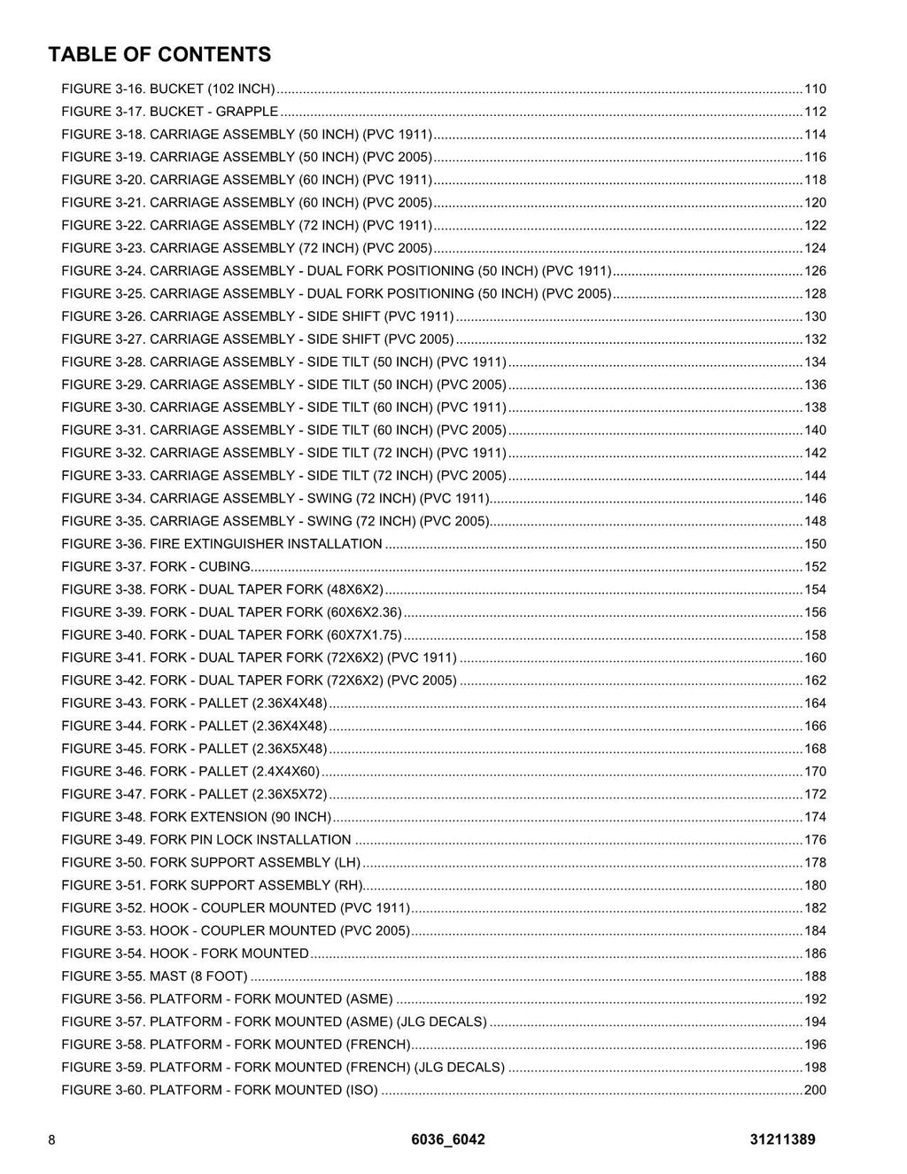 SKYTRAK 6036 6042 Telehandler Parts Catalog Manual 31211389
