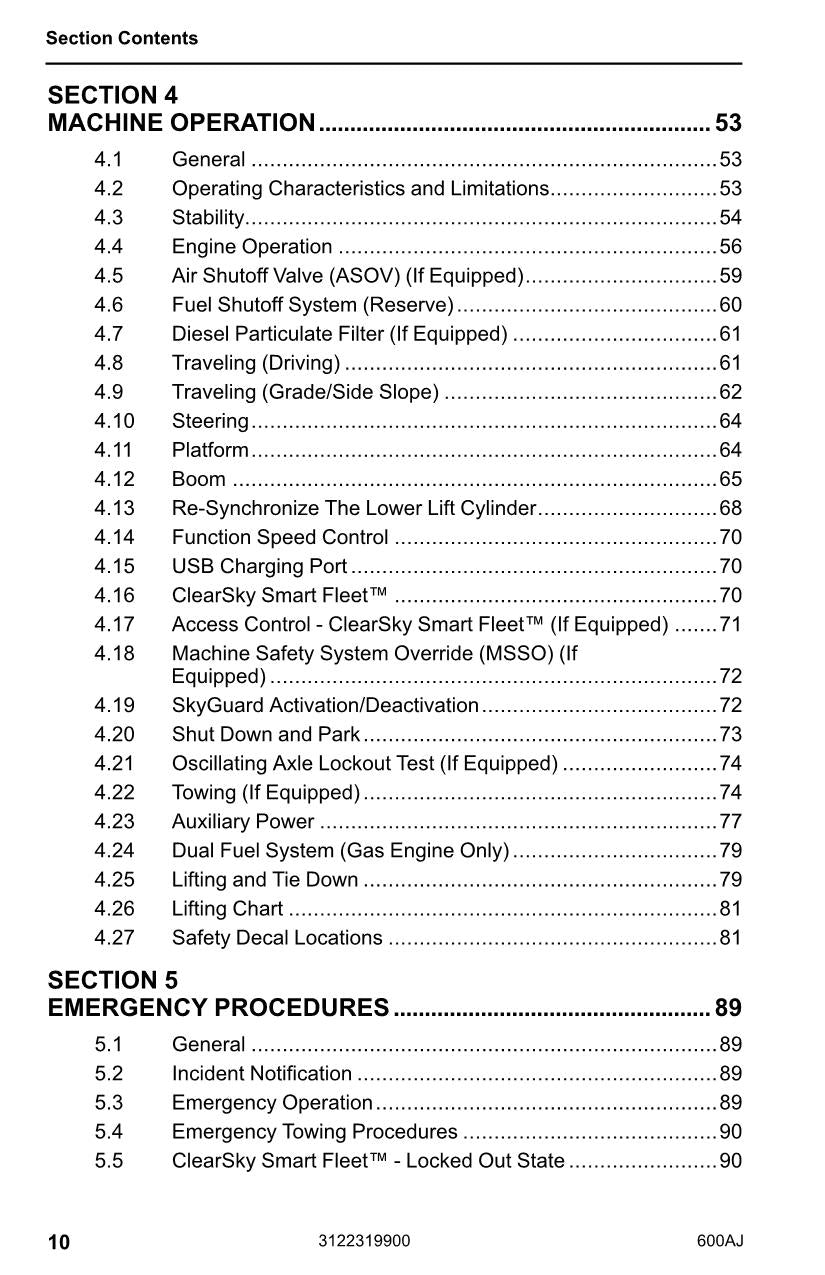 Manual del operador de mantenimiento y operación de la plataforma elevadora JLG 600AJ 3122319900
