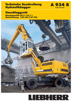 Liebherr A934 B A934 B-HD Litronic bagger Betriebsanleitung Wartungsanleitung