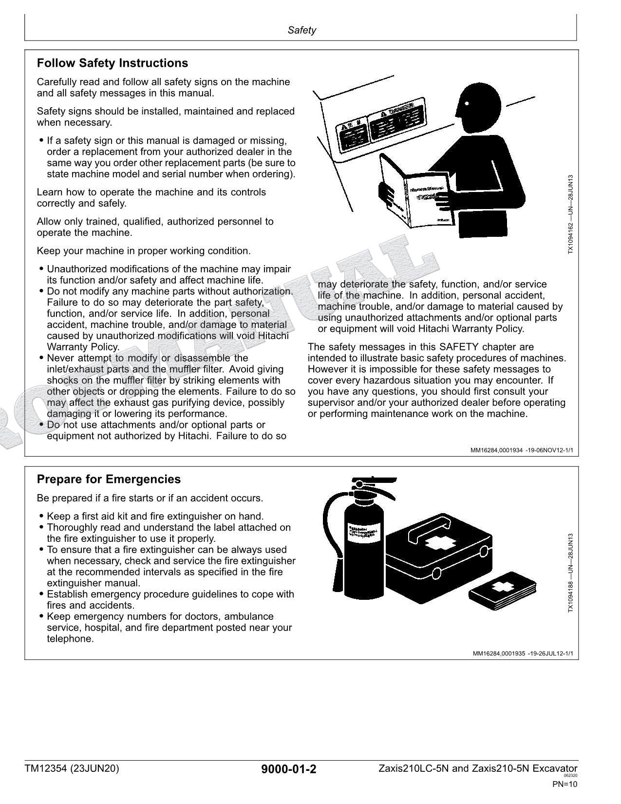 HITACHI ZX 210LC-5N 210-5N Excavator Operation Test Service manual