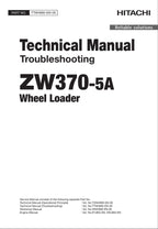 Hitachi ZW370-5A Wheel Loader Technical Manual Troubleshooting +Schematics
