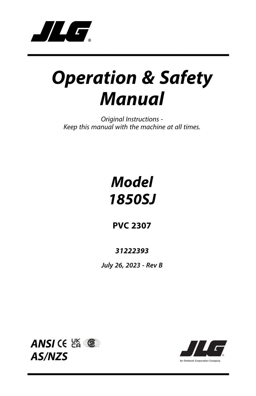 Manual del operador de mantenimiento y operación del elevador de pluma JLG 1850SJ 31222393
