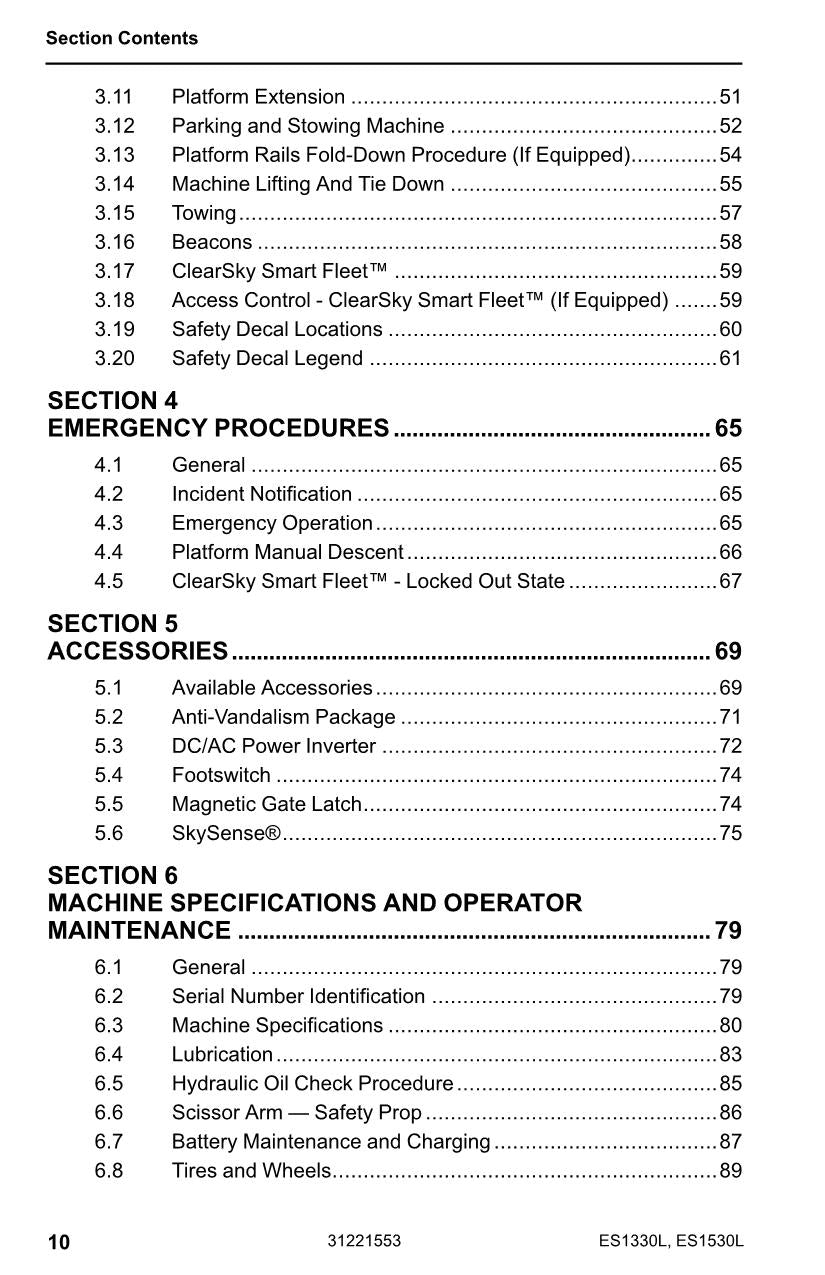 Manual del operador de mantenimiento y operación de elevadores de tijera JLG ES1330L ES1530L 31221553