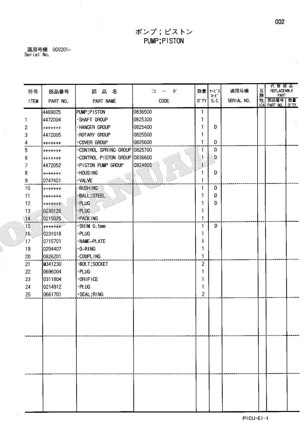 HITACHI ZAXIS ZX75URT Equipment Component Excavator Parts Catalog Manual