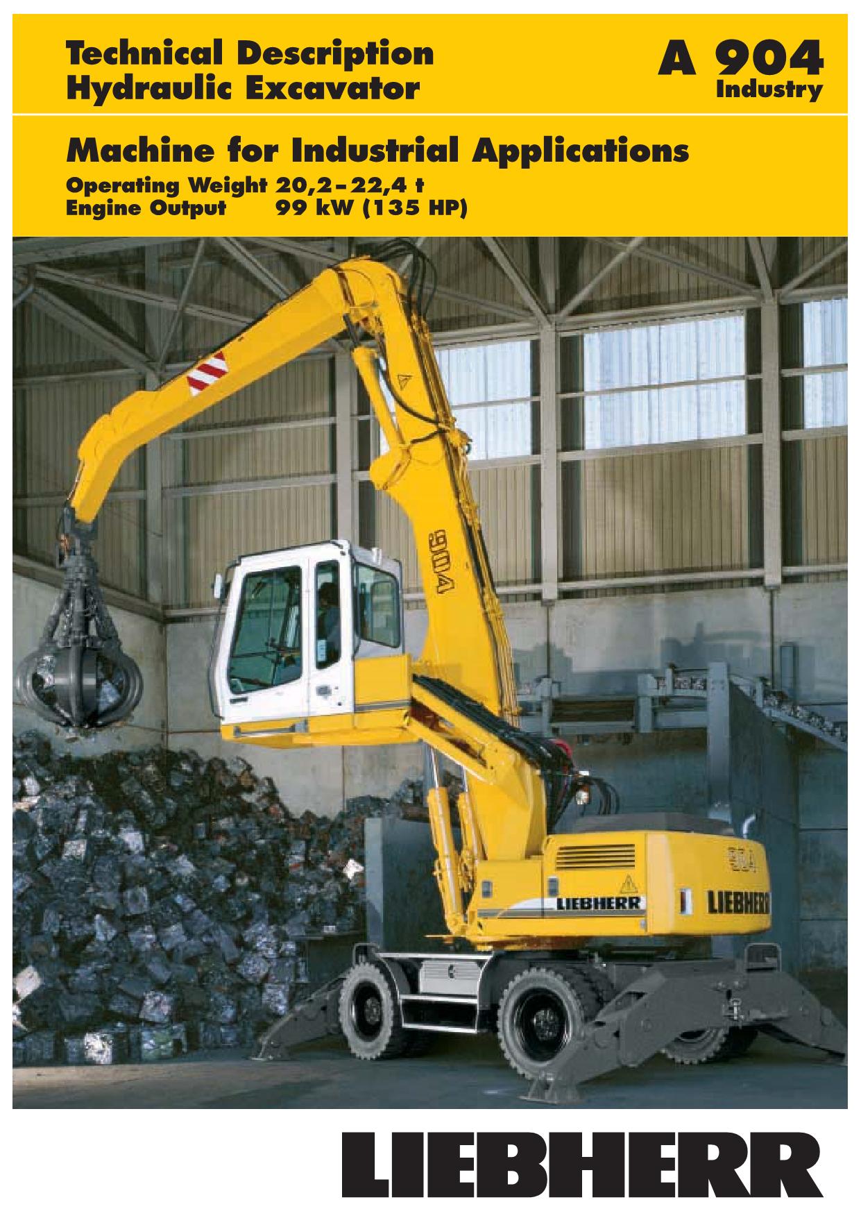 Liebherr A904 Industrie Excavator Operators manual