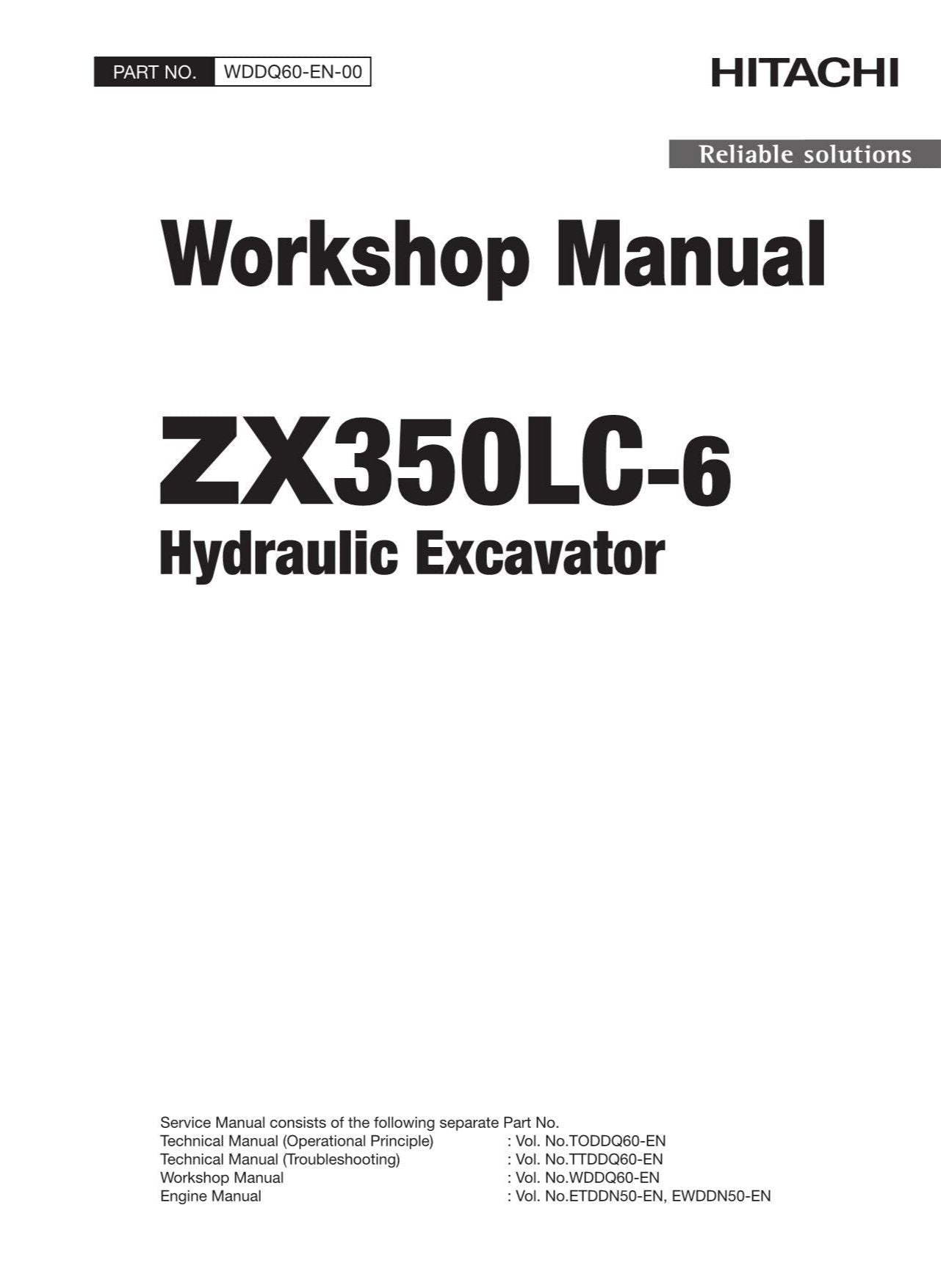 Manual de servicio y reparación del taller de la excavadora Hitachi ZX350LC-6