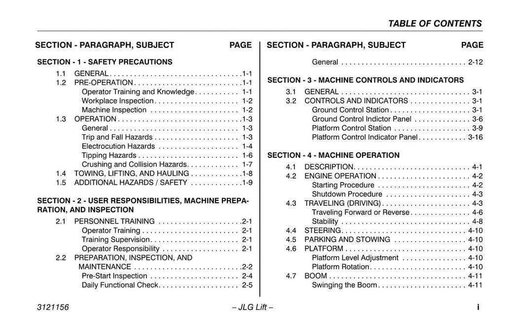 JLG 600SC 660SJC Boom Lift Maintenance Operation Operators Manual 3121156