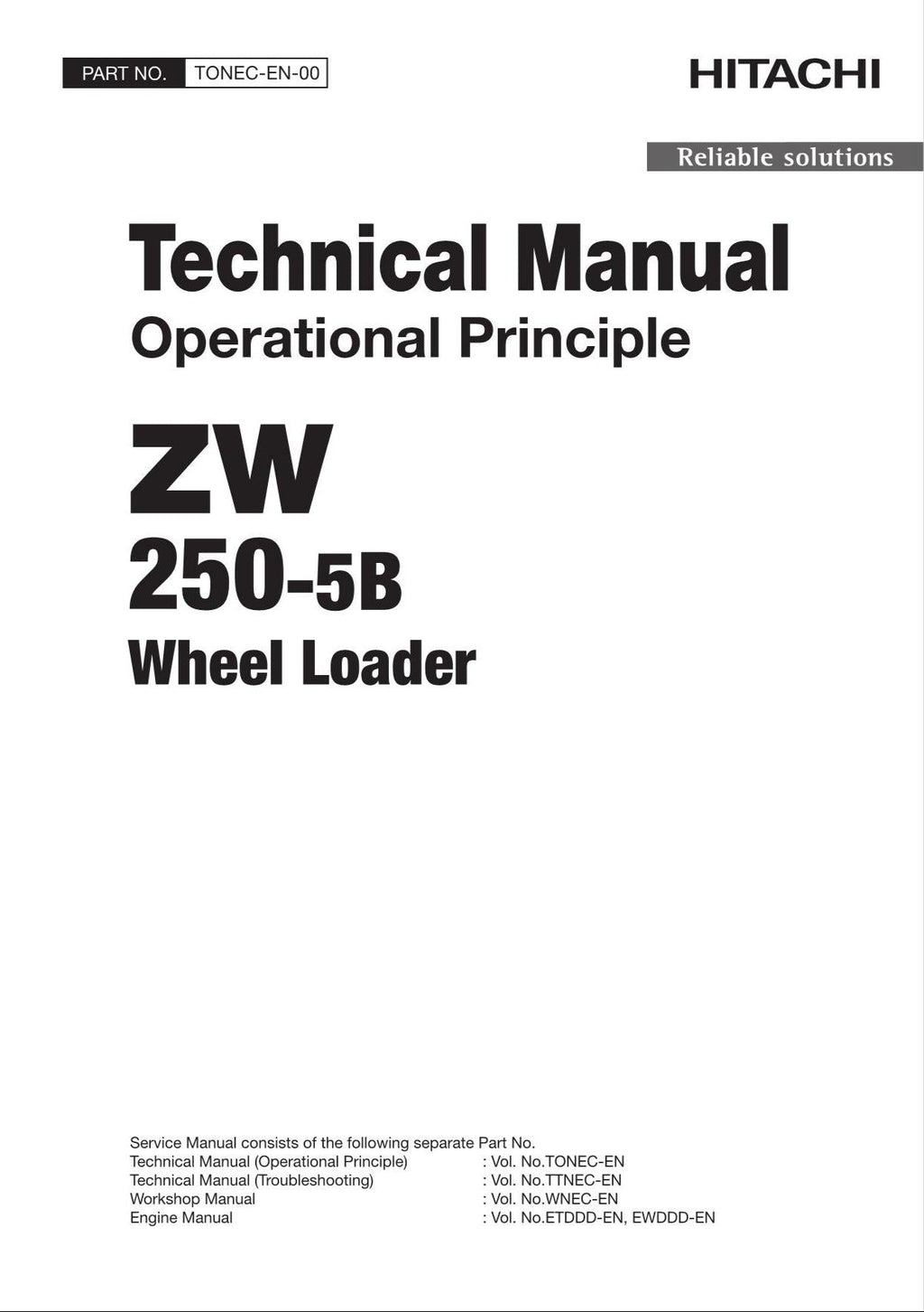 Hitachi ZW250-5B Wheel Loader Technical Manual Operational Principle