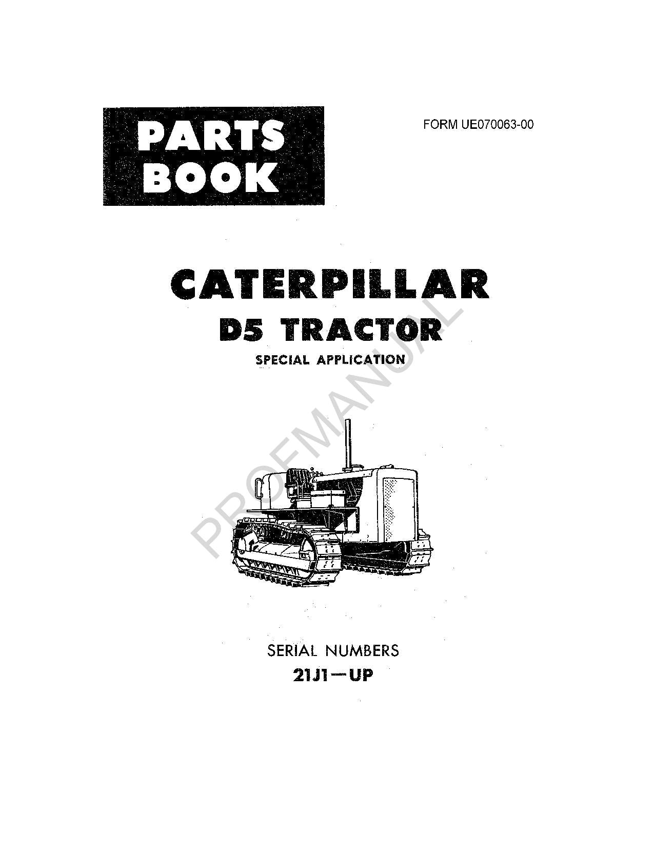 Caterpillar Cat D5 Tractor Parts Catalog Manual ser 21J1-Up
