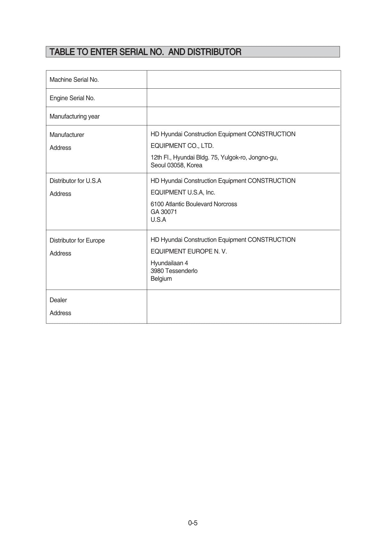 Hyundai HX19A CRAWLER EXCAVATOR Operators Maintenance Manual