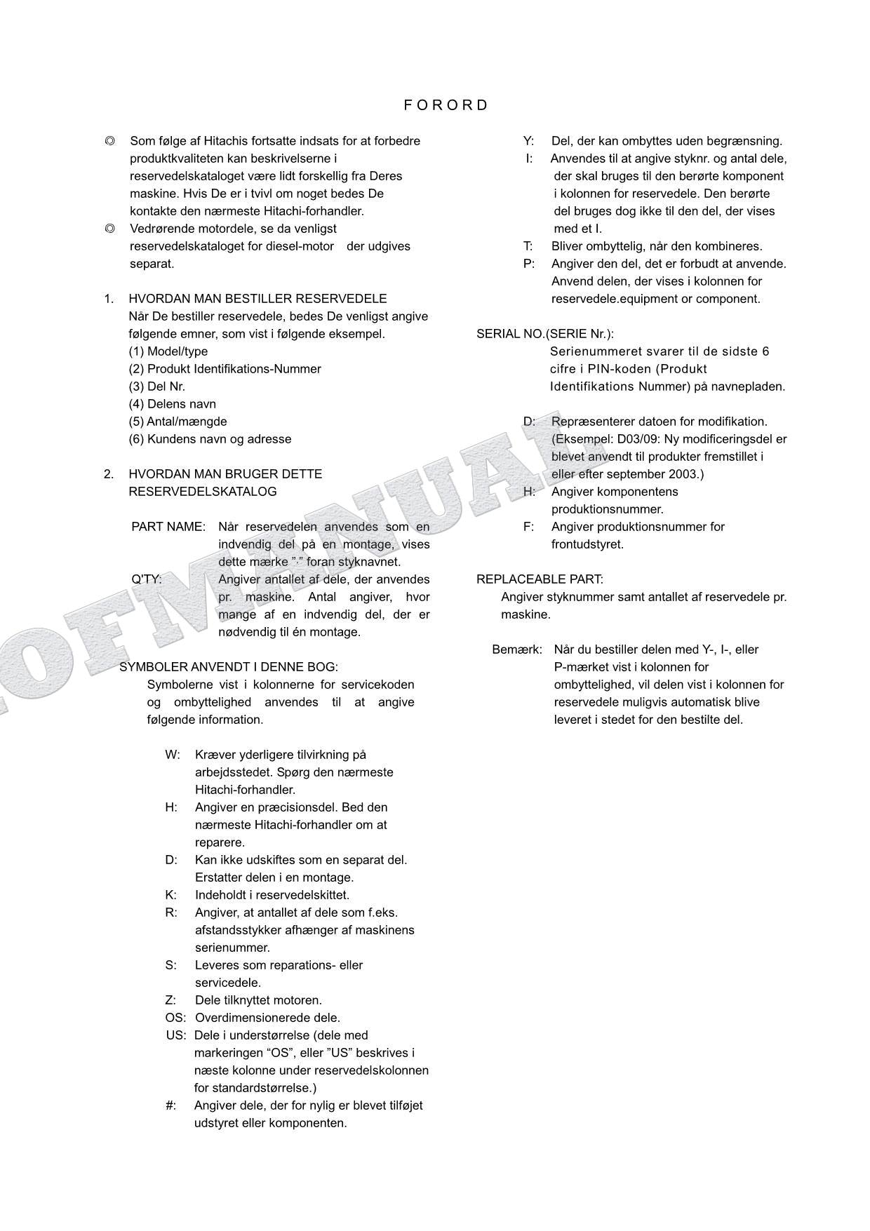 HITACHI EX75UR-5 Sliding Arm Excavator Parts Catalog Manual