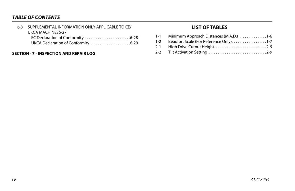 Manual del operador de mantenimiento y operación de elevadores de tijera JLG ES1330L ES1530L 31217454