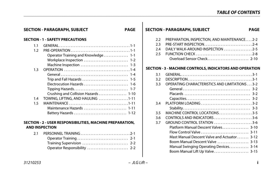 TOUCAN 12E 12E Plus Vertical Lift Maintenance Operation Operators Manual