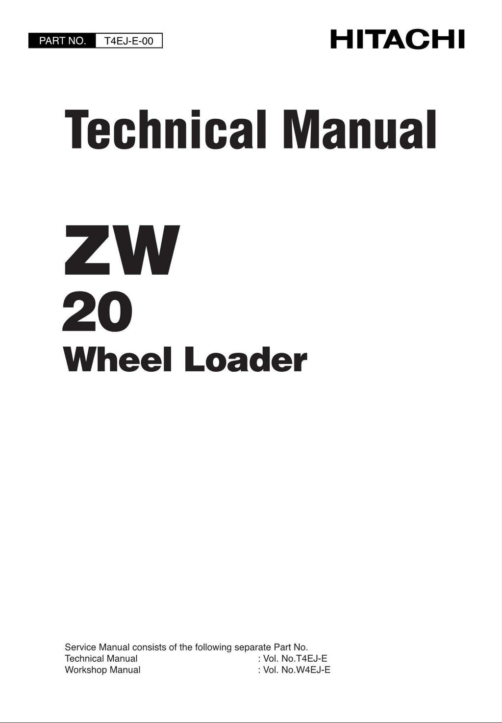 Hitachi ZW20 Wheel Loader Technical Manual