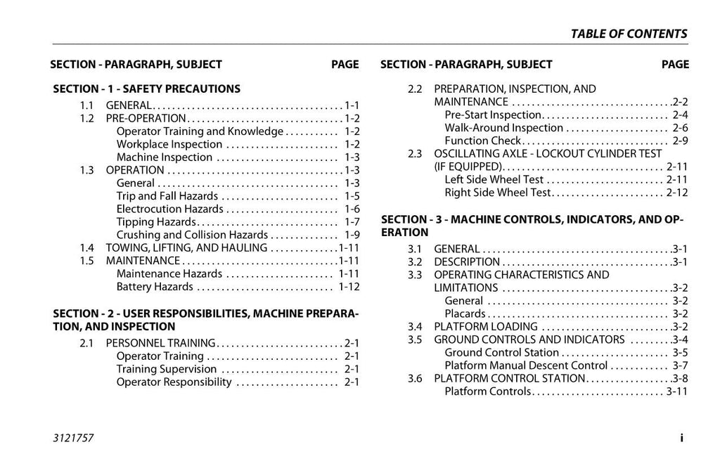 JLG 330LRT 430LRT Scissor Lift Maintenance Operation Operators Manual 3121757