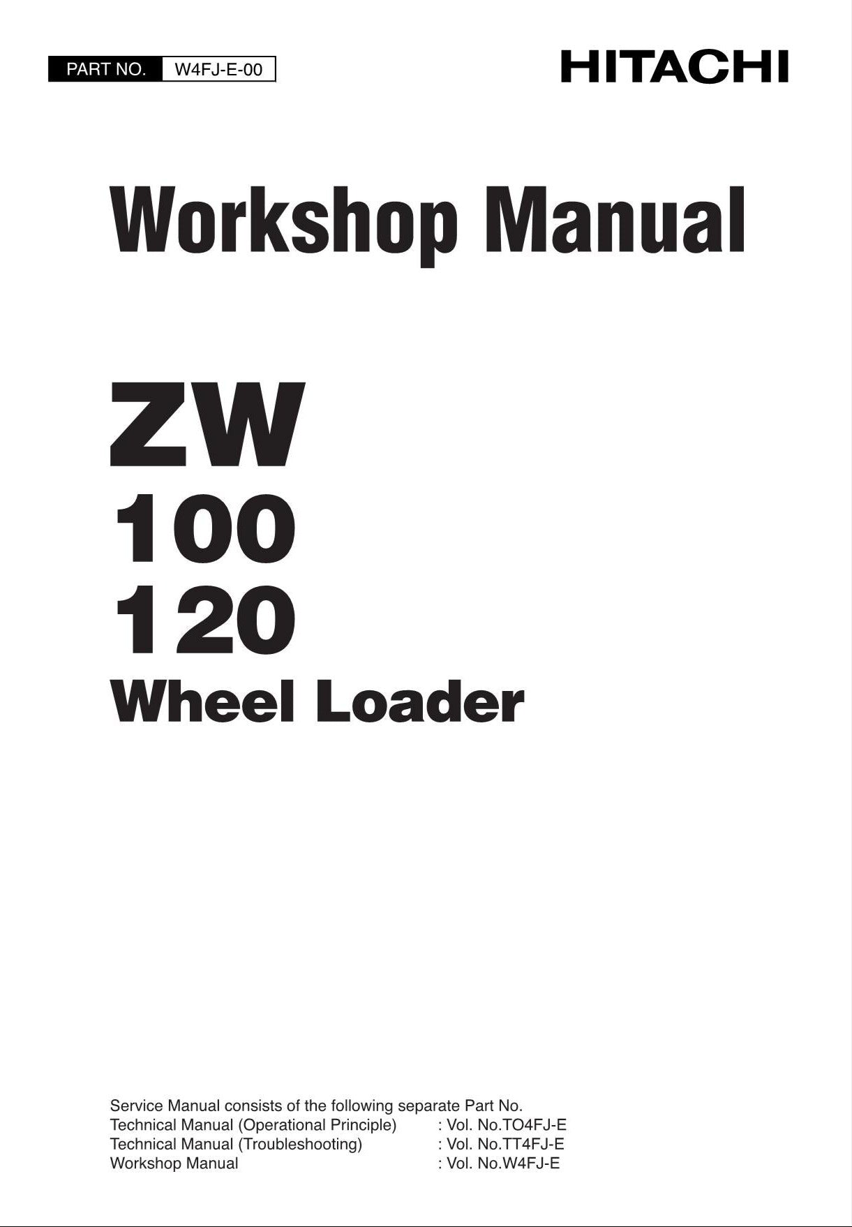 Hitachi ZW100 ZW120 Wheel Loader Workshop Manual