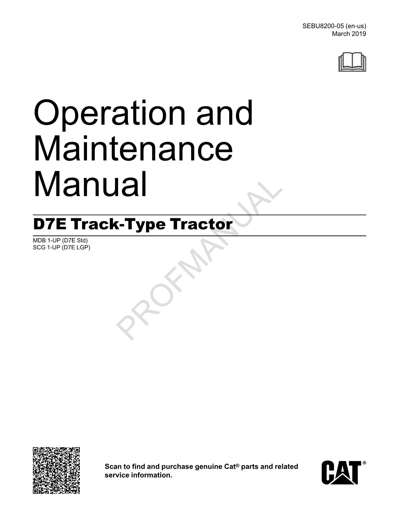Manual de mantenimiento del operador del tractor de cadenas Caterpillar D7E ser MDB1-UP SCG1-UP