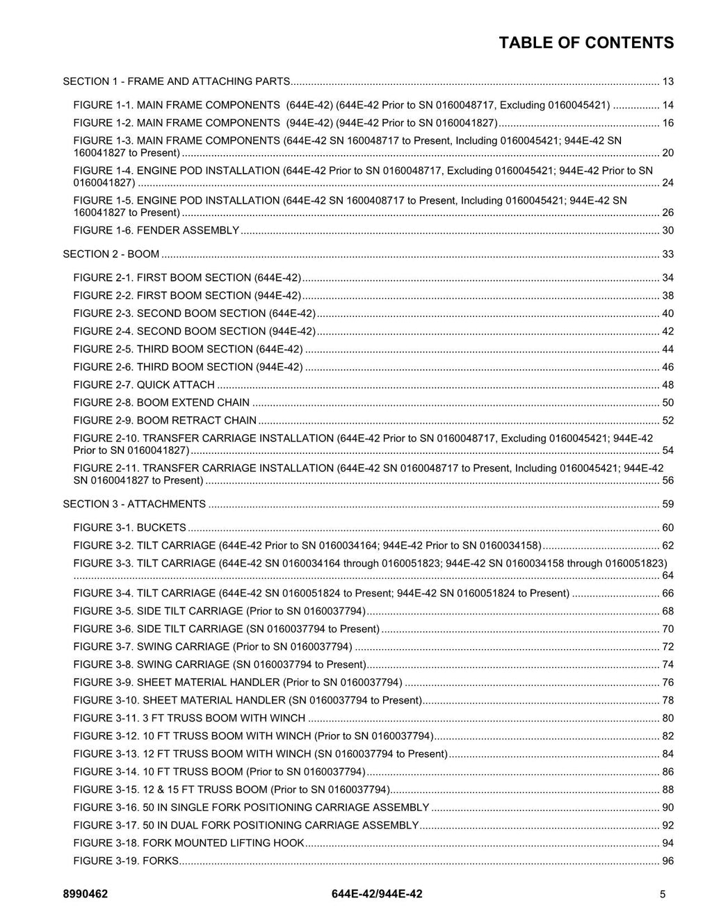 LULL 644E-42 944E-42 Telehandler Parts Catalog Manual