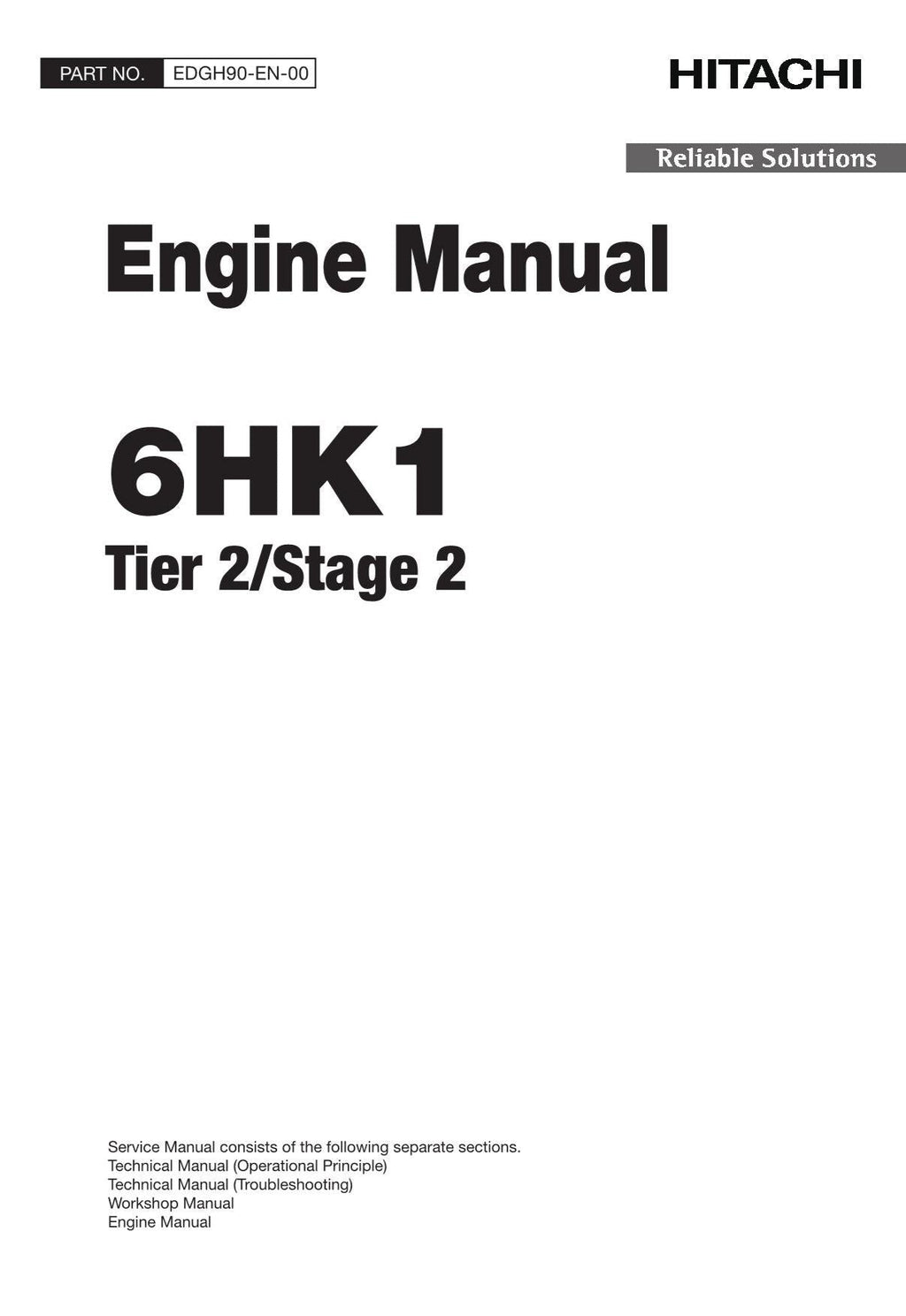 Hitachi 6HK1 Tier 2 Stage 2 Engine Service Manual with Schemes